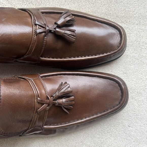 Diamond’s Italy Brown Buttery Soft Leather Tassel Tie Slip On Loafers Men 9 New - Picture 7 of 16